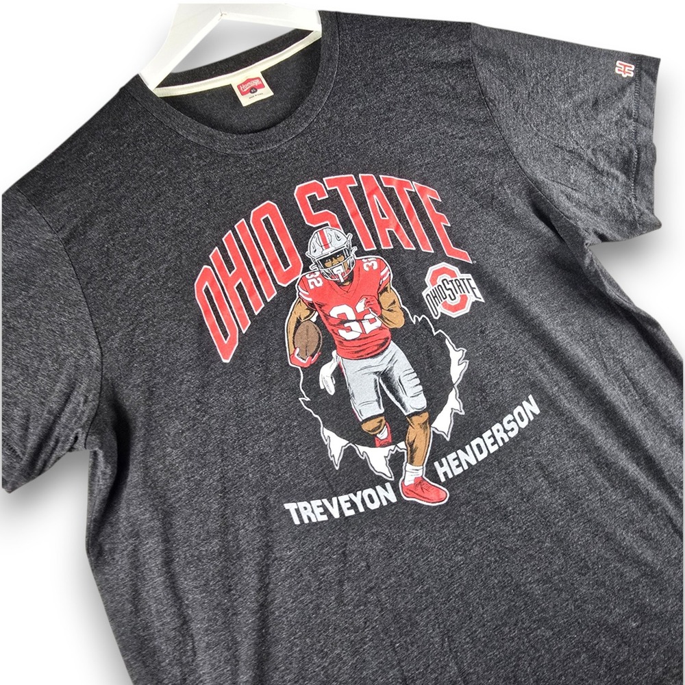 Homage Ohio State Treveyon Henderson Shirt Mens XL Gray Tri-Blend Graphic Tee